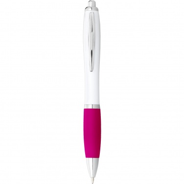 Logotrade corporate gift picture of: Nash ballpoint pen with white barrel and coloured grip